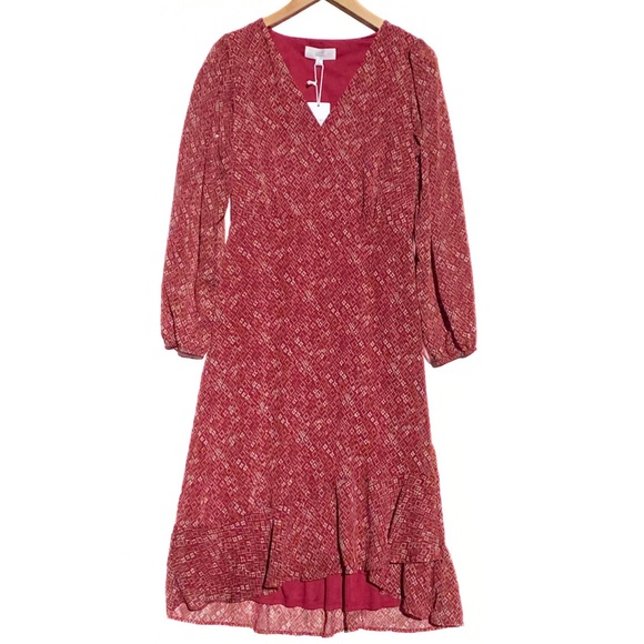 NWT LUCKY BRAND Women’s Boho Burgundy Metallic Midi dress size medium - Picture 4 of 8